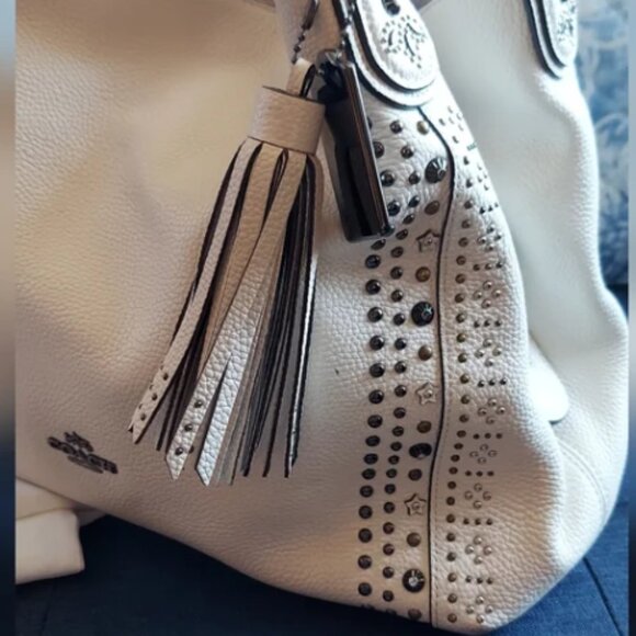 COACH Edie Leather Shoulder Bag Satchel/Shoulder Bag - Picture 8 of 13